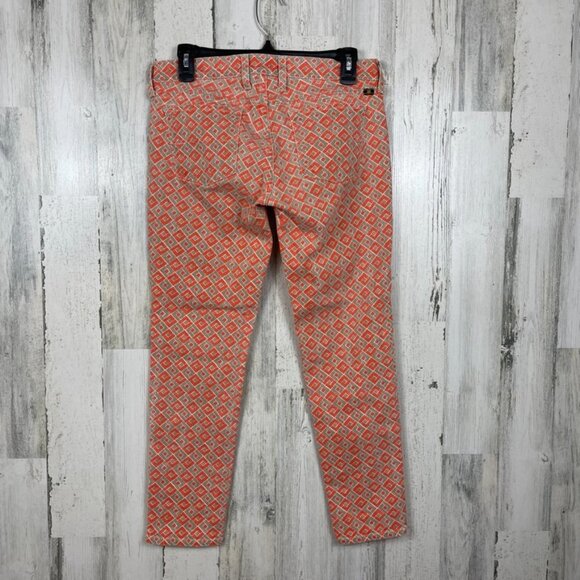 Lucky Brand Charlie Capri pant 6 orange diamond print geometric funky stretch - Picture 7 of 8